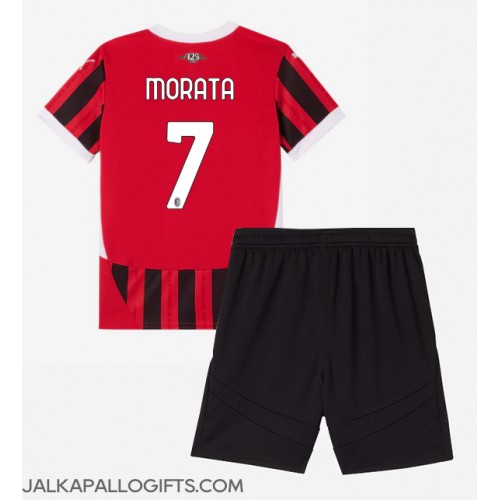 AC Milan Alvaro Morata #7 Koti Peliasu Lasten 2024-25 Lyhythihainen (+ Lyhyet housut)